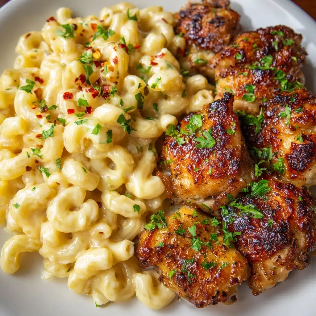 Sweet and Spicy Honey Pepper Chicken with Creamy Macaroni Cheese Recipe