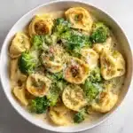 Creamy Garlic Parmesan Tortellini with Chicken & Broccoli Recipe