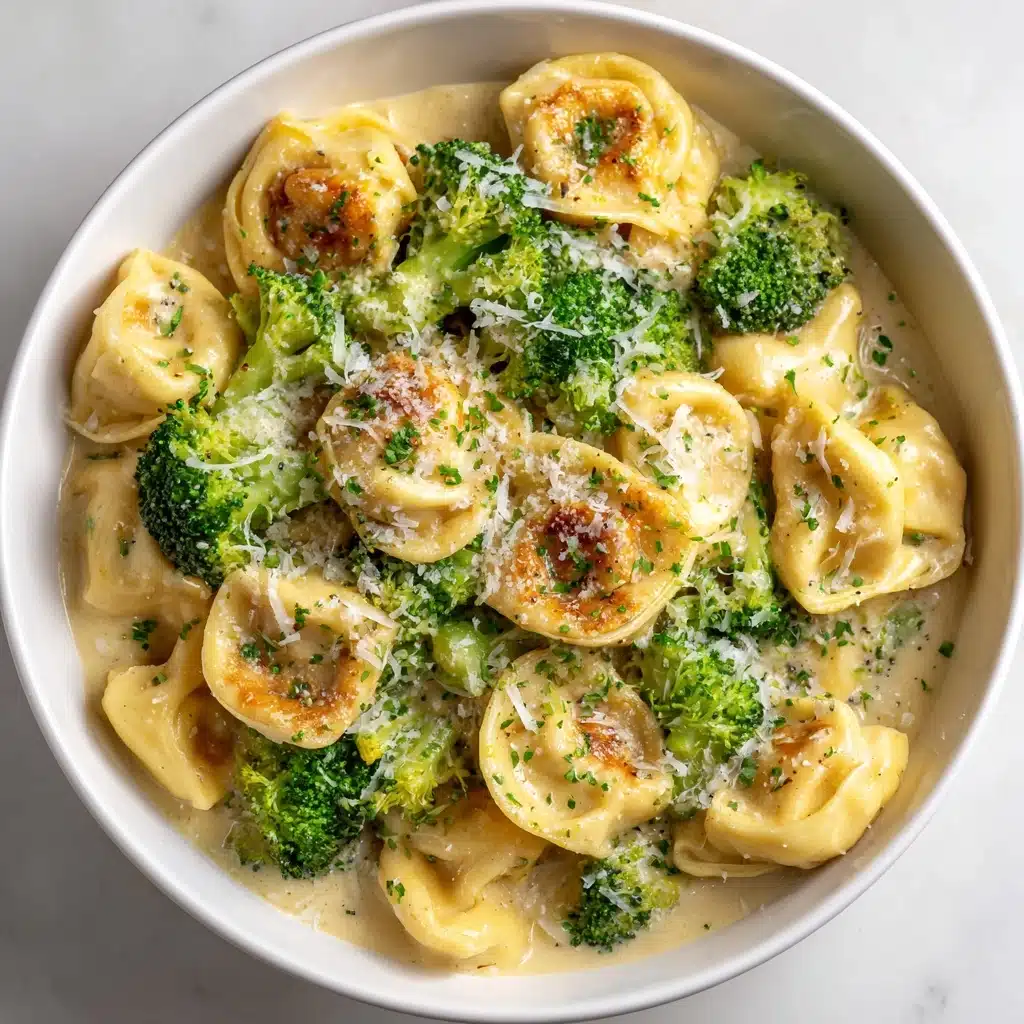 Creamy Garlic Parmesan Tortellini with Chicken & Broccoli Recipe