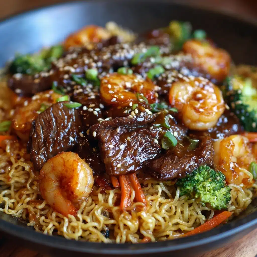 Shrimp Teriyaki Steak Noodles Recipe - Recipe Image