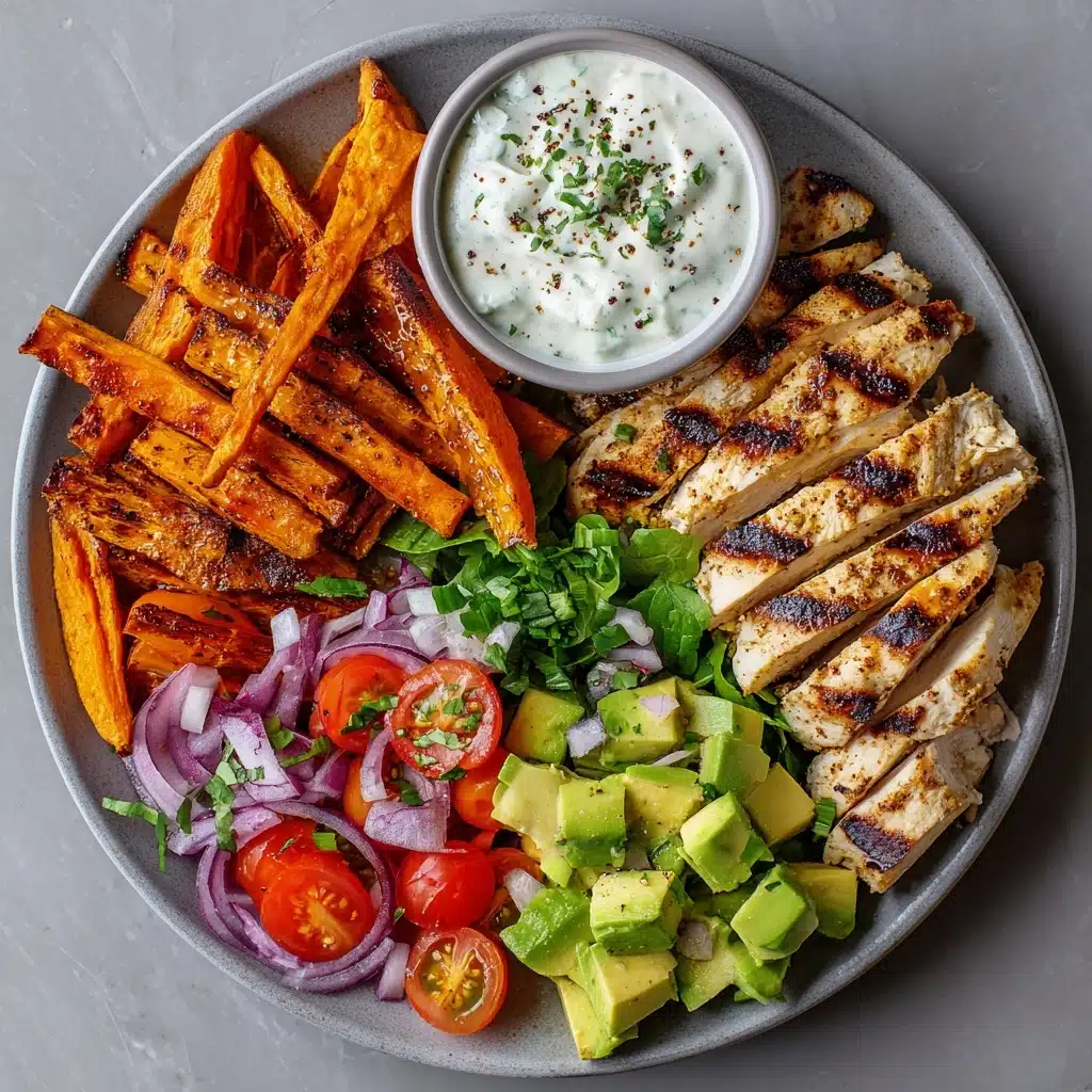 Chicken with Sweet Potato Fries & Avocado Salsa Recipe