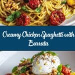 Chicken Spaghetti with Burrata and Lemon Butter Garlic Sauce Recipe