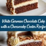 White German Chocolate Cake with a Cheesecake Center Recipe