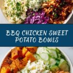 BBQ Chicken Bowls with Sweet Potatoes, Coleslaw, and Pickles Recipe