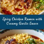 Fiery Chicken Ramen with Creamy Garlic Sauce Recipe