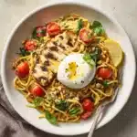 Chicken Spaghetti with Burrata and Lemon Butter Garlic Sauce Recipe