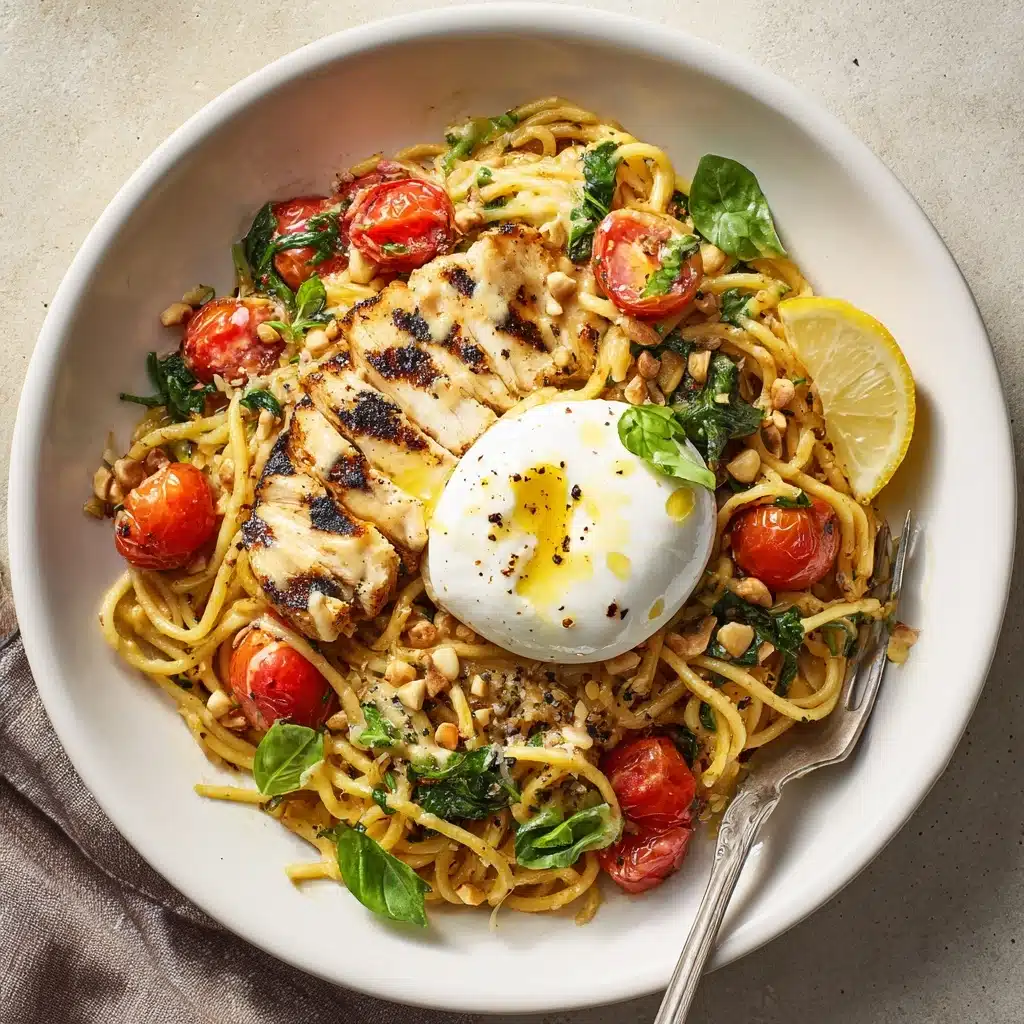 Chicken Spaghetti with Burrata and Lemon Butter Garlic Sauce Recipe