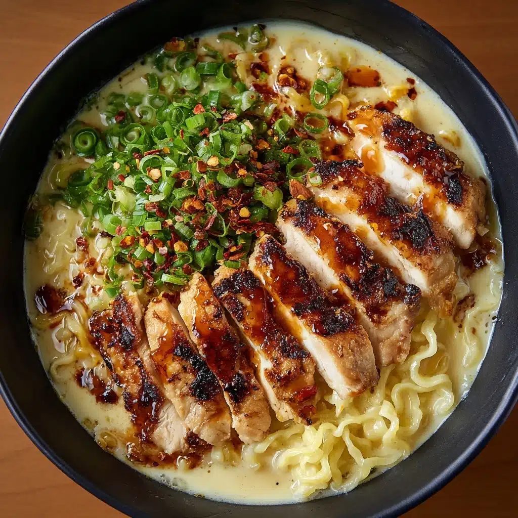 Fiery Chicken Ramen with Creamy Garlic Sauce Recipe - Recipe Image