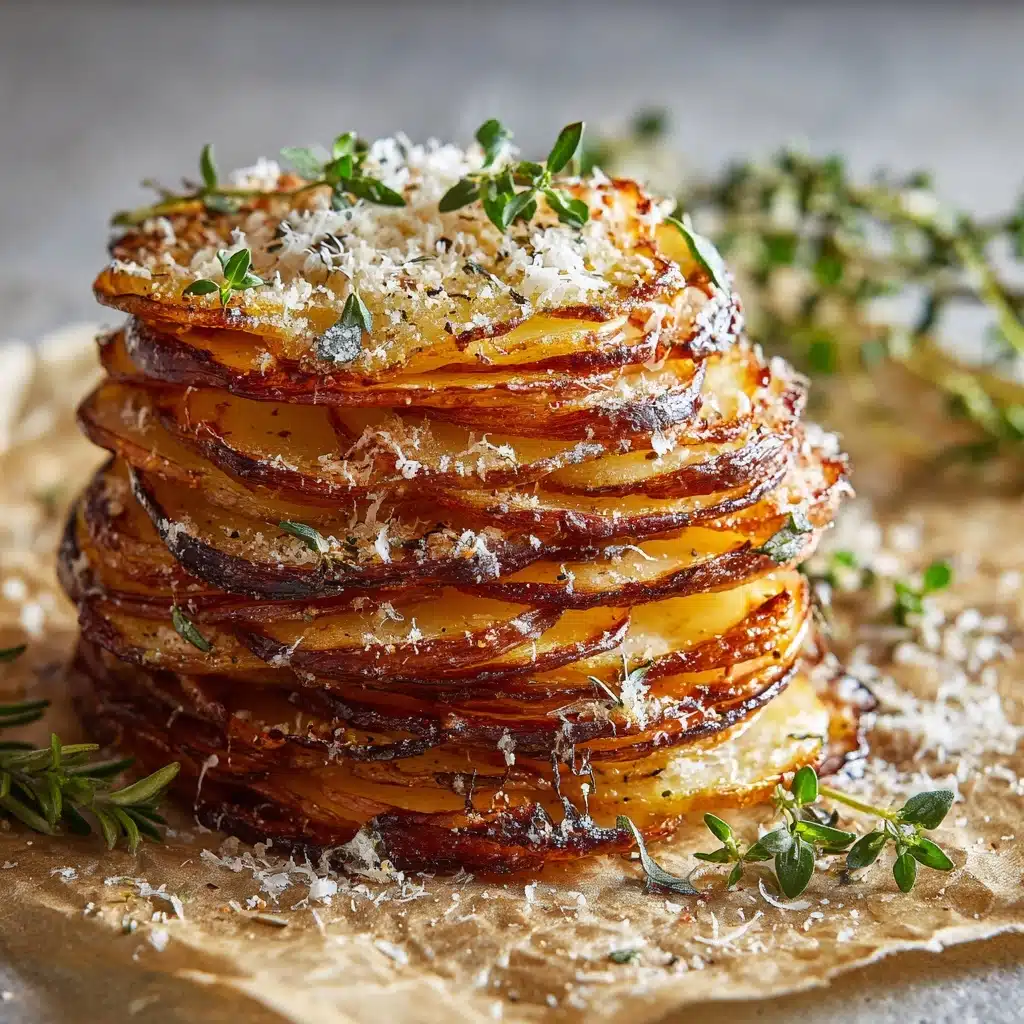Crispy Parmesan Thyme Sweet Potato Stacks Recipe - Recipe Image