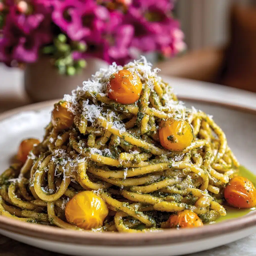 Yellow Tomato Pasta With Pesto Recipe - Recipe Image