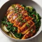 Asado Chicken Breast with Sautéed Garlic Spinach Recipe