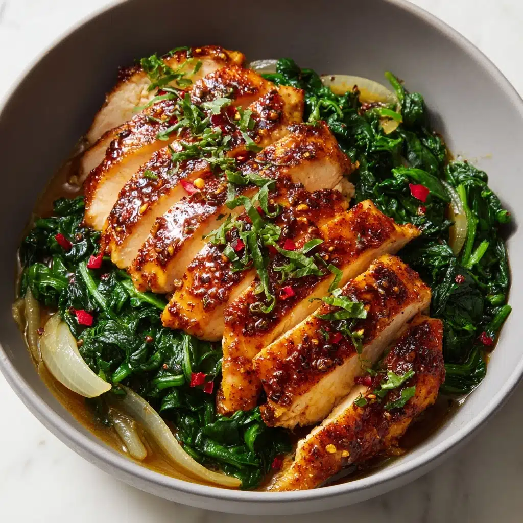 Asado Chicken Breast with Sautéed Garlic Spinach Recipe