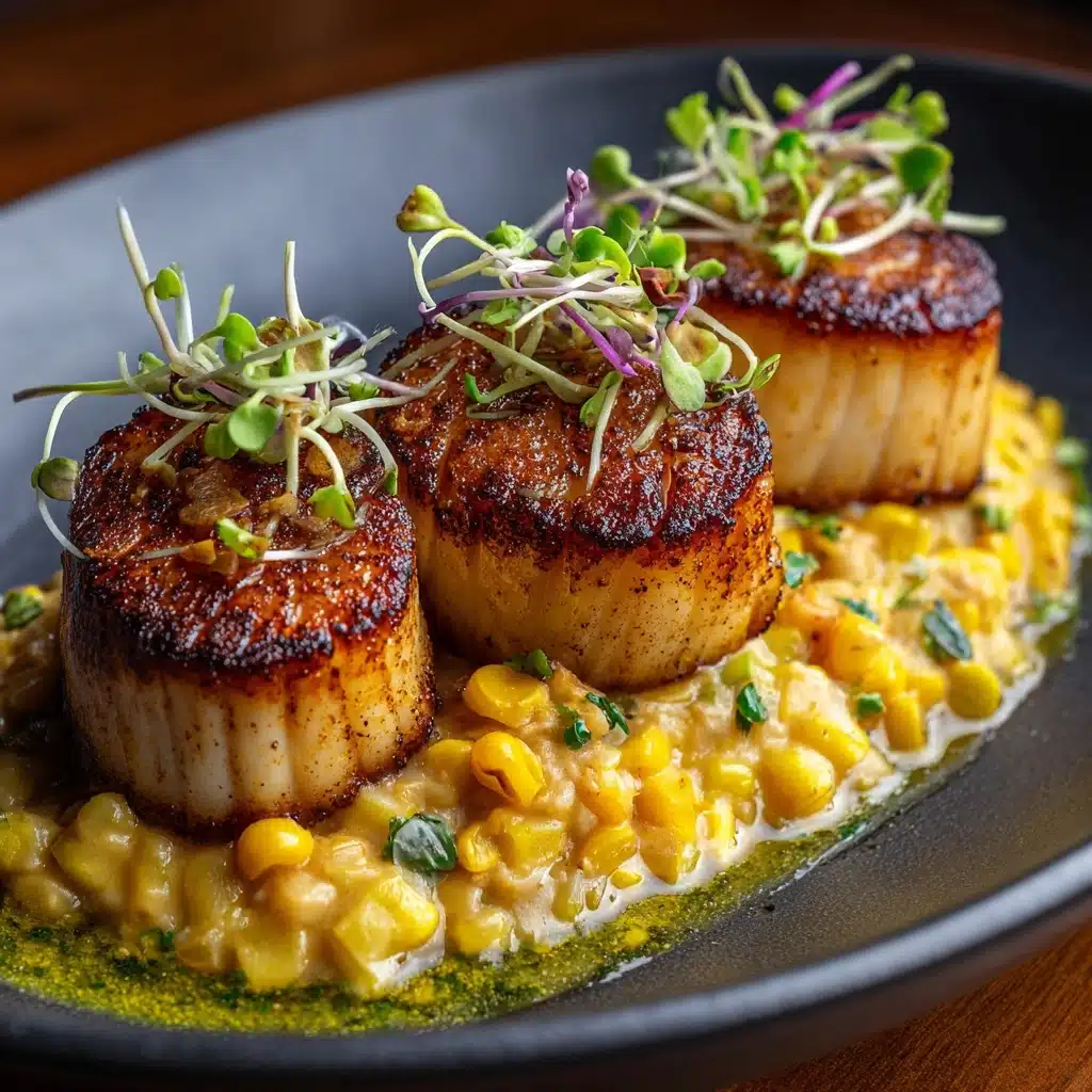 Seared Scallops with Smoky Sweet Corn Purée Recipe - Recipe Image