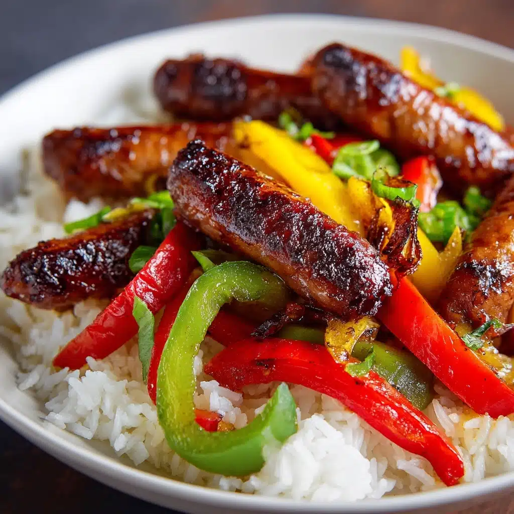 Beef Smoked Sausage with Onion and Bell Peppers over Rice Recipe