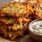 Crispy Vegetable Fritters with Creamy Garlic Tzatziki Recipe