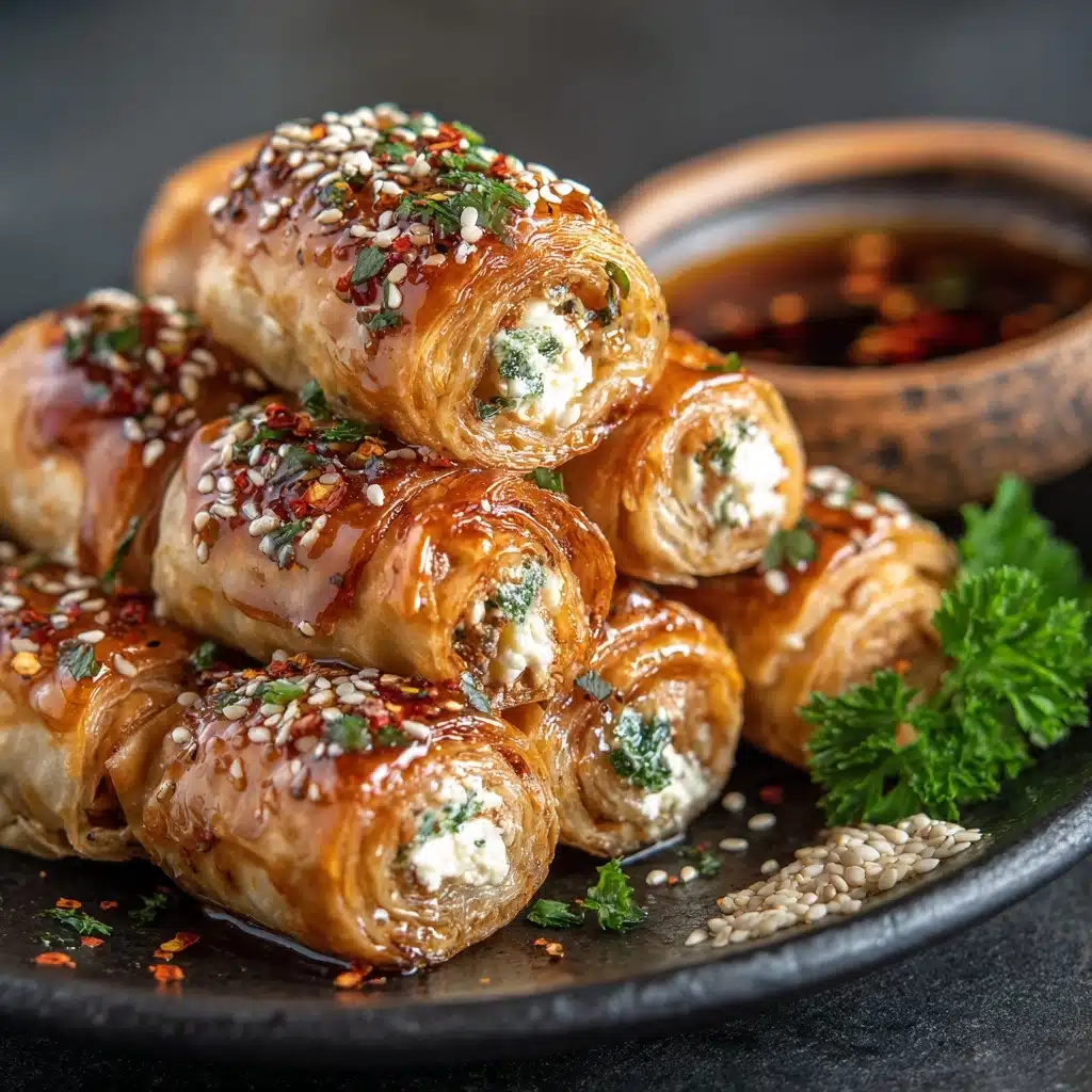 Oven Fried Feta Rolls with Chili Honey Recipe - Recipe Image