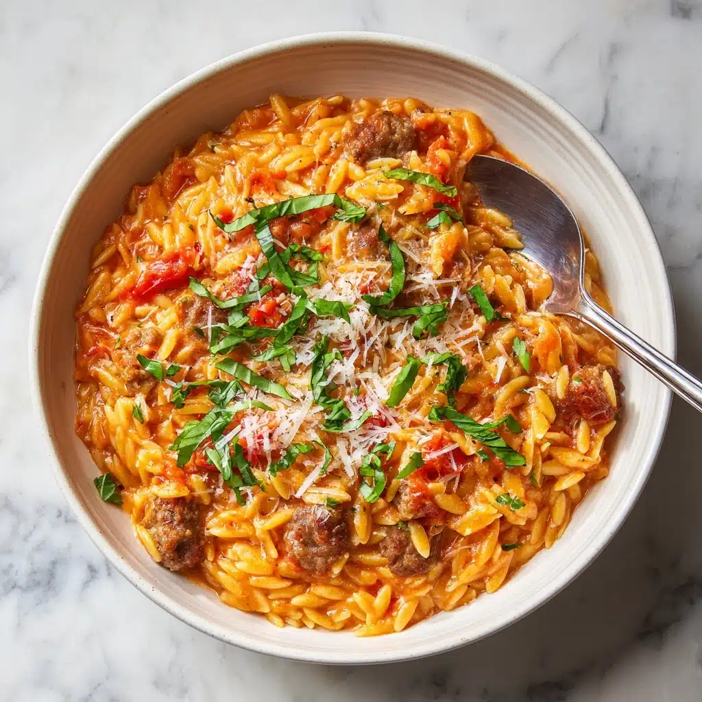 Ground Beef Orzo with Tomato Cream Sauce Recipe - Recipe Image