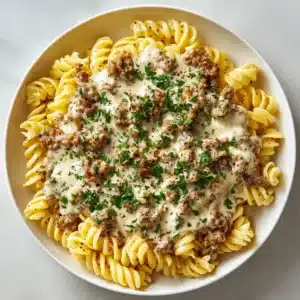 Beef and Rotini in Garlic Parmesan Sauce Recipe