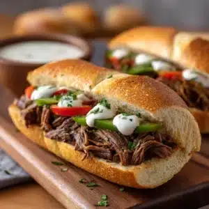 Italian Beef Sandwich with Roasted Garlic Aioli Recipe