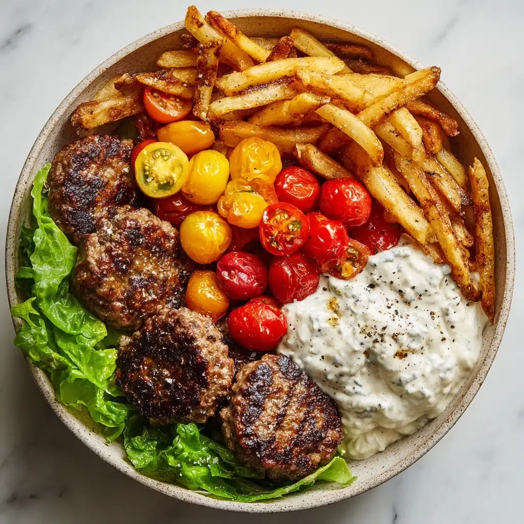 Burger Bowls with Caramelized Onion Aioli Recipe - Recipe Image
