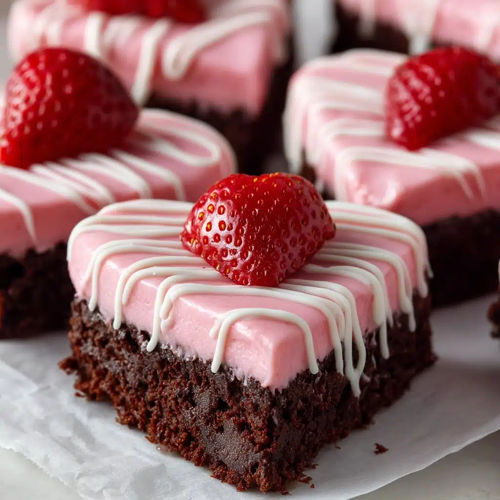 Strawberry Frosted Heart Shaped Brownies Recipe - Recipe Image