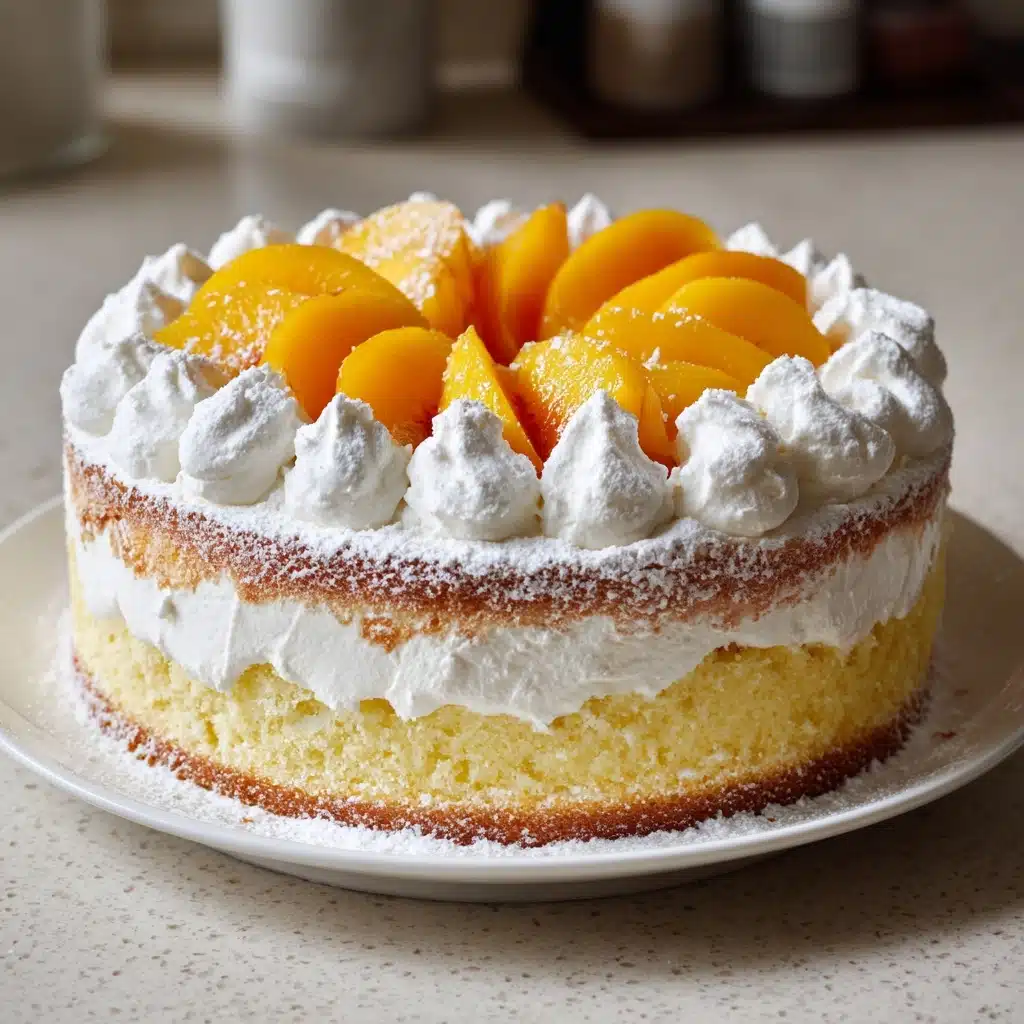 Peach Cake with Creamy Vanilla Glaze Recipe - Recipe Image