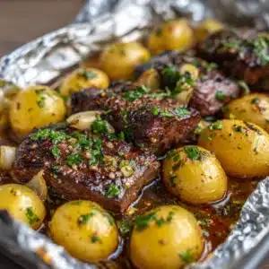 Garlic Steak & Potato Foil Packets Recipe