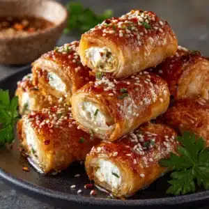 Oven Fried Feta Rolls with Chili Honey Recipe