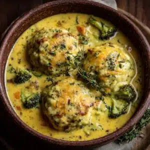 One Pot Broccoli Cheddar and Dumplings Recipe