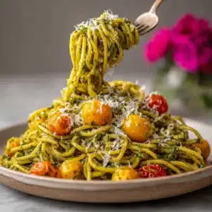 Yellow Tomato Pasta With Pesto Recipe