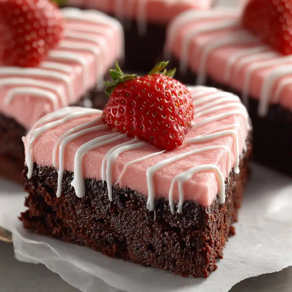 Strawberry Frosted Heart Shaped Brownies Recipe - Recipe Image