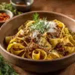 Creamy Calabrian Chili Pappardelle with Beef Sausage & Fennel Recipe