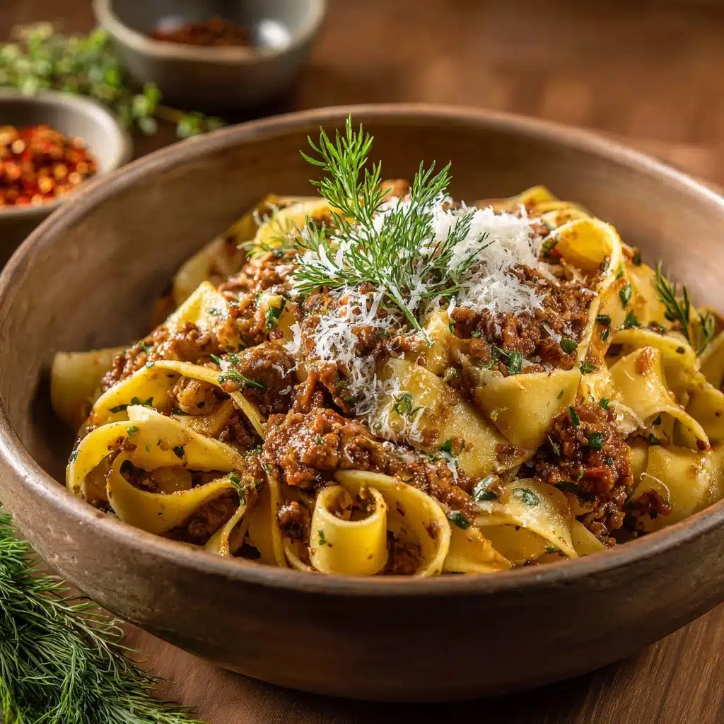 Creamy Calabrian Chili Pappardelle with Beef Sausage & Fennel Recipe