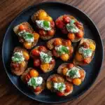 Roasted Tomato and Garlic Bruschetta Bites Recipe