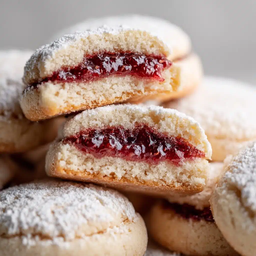 Raspberry Filled Almond Snowball Cookies Recipe - Recipe Image