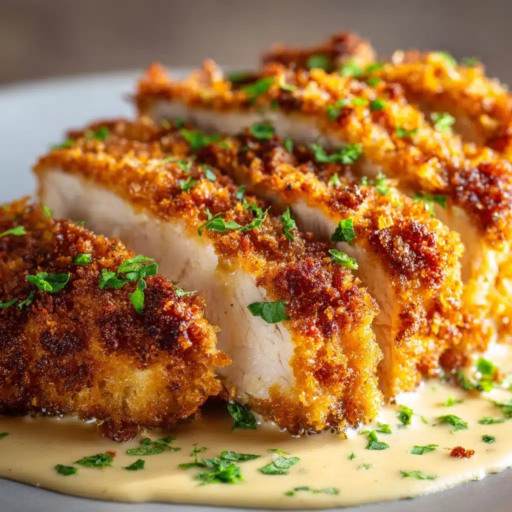 Crispy Parmesan Chicken with a Rich Garlic Sauce Recipe - Recipe Image