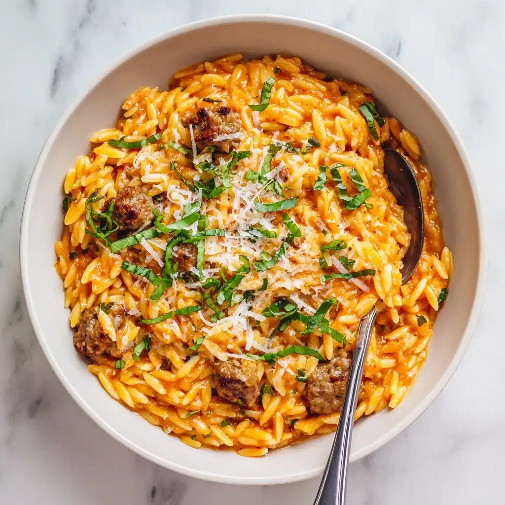 Ground Beef Orzo with Tomato Cream Sauce Recipe - Recipe Image