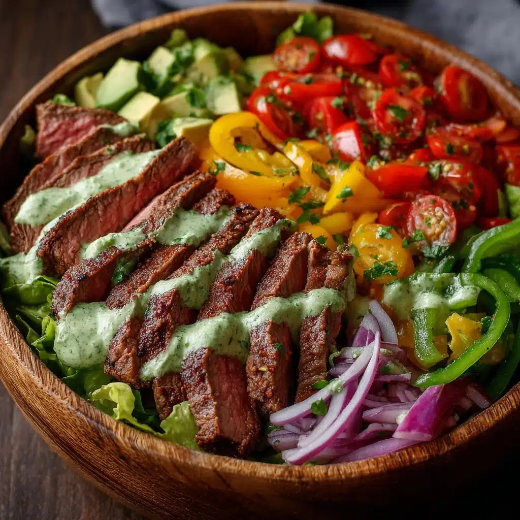Steak Fajita Salad with Creamy Cilantro Lime Dressing Recipe - Recipe Image