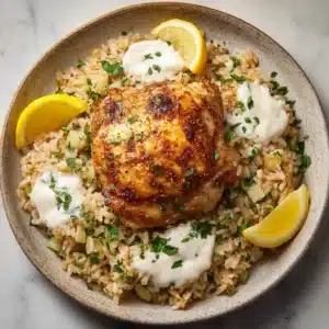Air Fryer Greek Lemon Chicken and Rice Bake Recipe