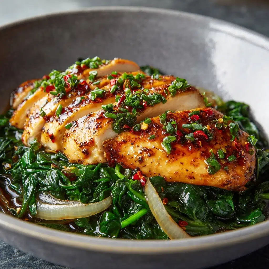 Asado Chicken Breast with Sautéed Garlic Spinach Recipe - Recipe Image