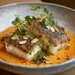 Spanish Grilled Cod with Almond Romesco Sauce Recipe