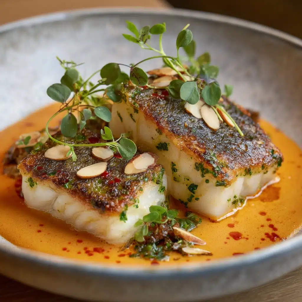 Spanish Grilled Cod with Almond Romesco Sauce Recipe
