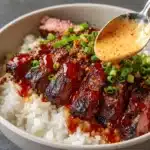 Korean BBQ Steak Rice Bowls with Spicy Cream Sauce Recipe