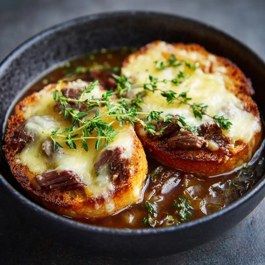 French Onion Short Rib Soup with Gruyère Toast Recipe - Recipe Image