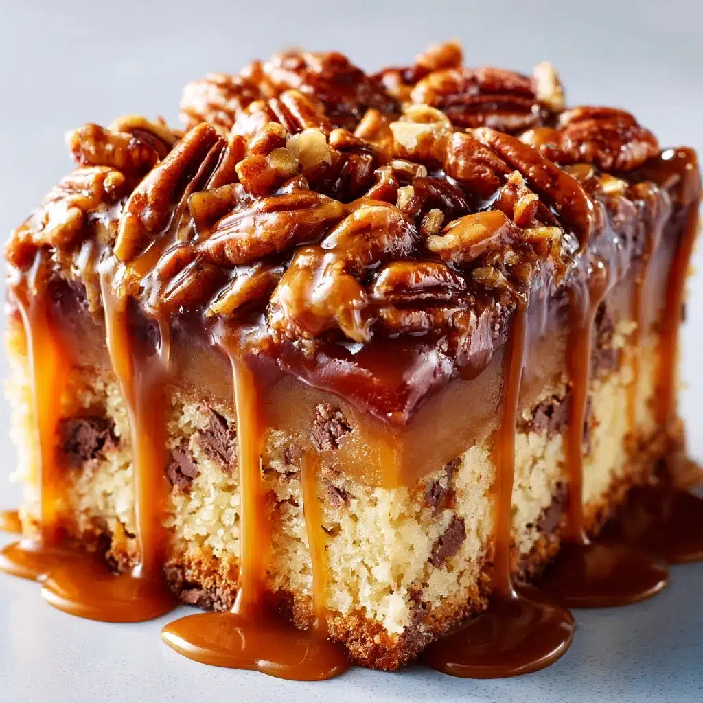 Caramel Turtle Poke Cake Recipe - Recipe Image