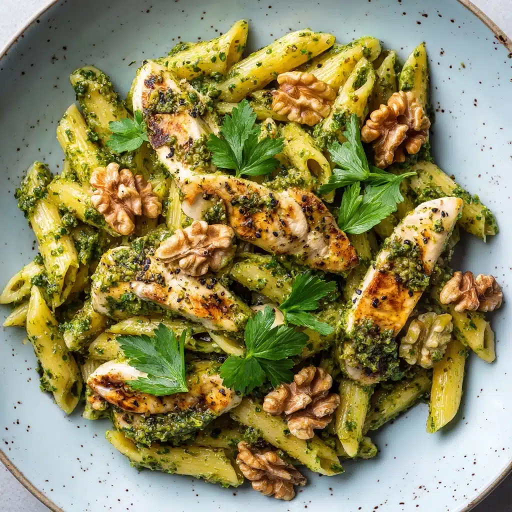 Chicken & Vegetable Penne with Parsley-Walnut Pesto Recipe - Recipe Image