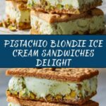 Pistachio Blondie Ice Cream Sandwiches Recipe