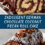 Decadent German Chocolate Coconut Pecan Roll Cake Recipe