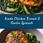 Asado Chicken Breast with Sautéed Garlic Spinach Recipe