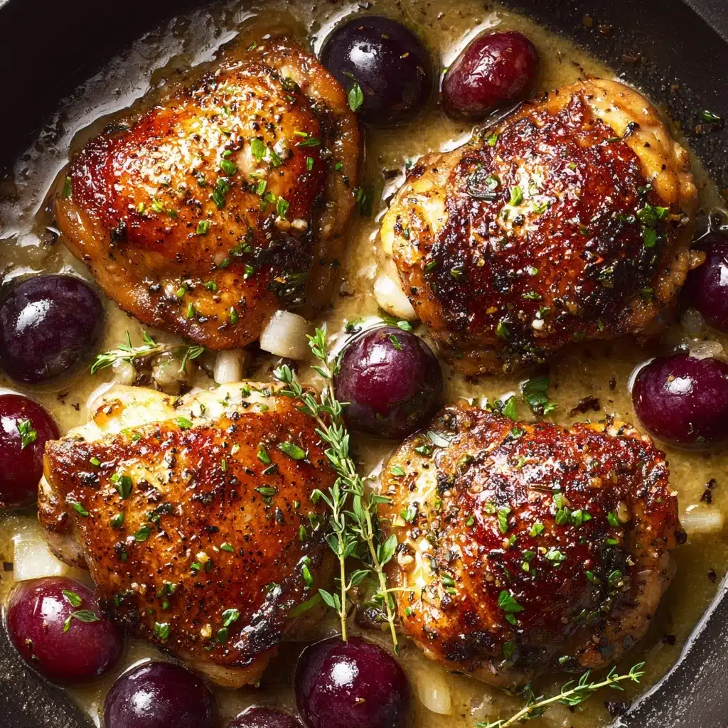 Chicken Thighs in a Mustard, Tarragon, and Grape Pan Sauce Recipe - Recipe Image